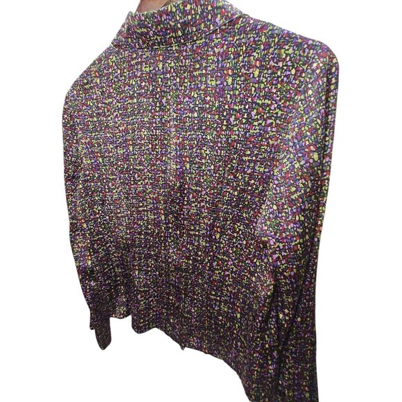 🌸 Talbots Petites Silk Blouse 8P Multicolor Abstract Print Button Down Top - Picture 9 of 15